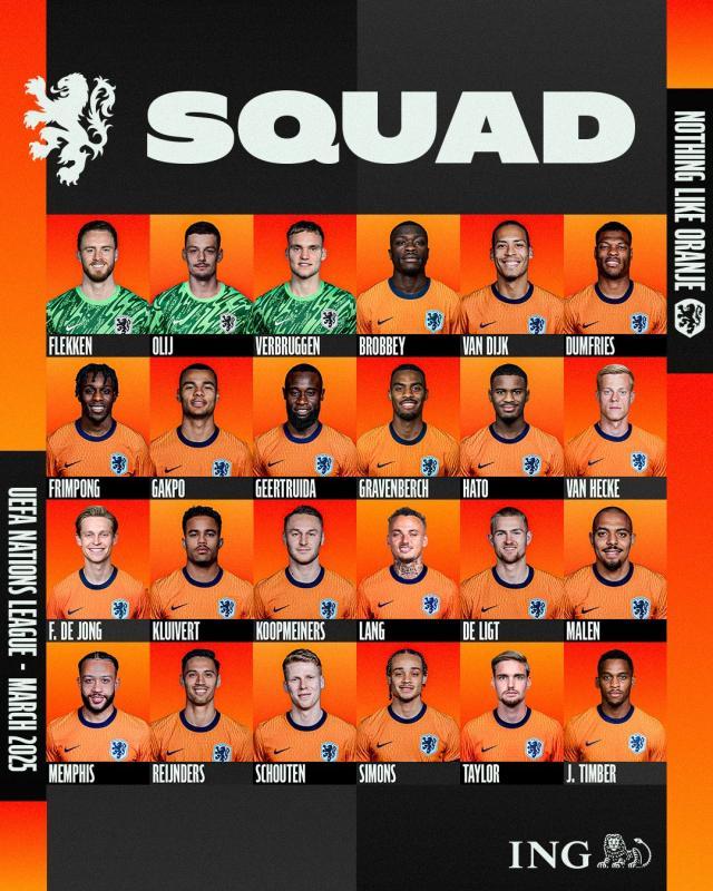 v站体育-荷兰队大名单：范戴克领衔，德容在列，德佩回归